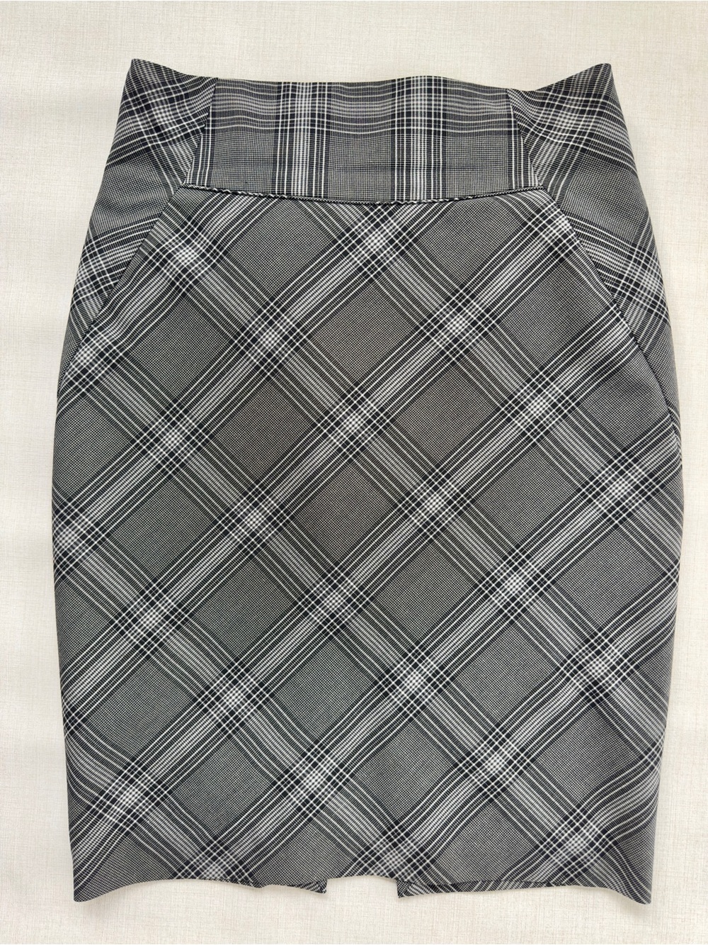 Plaid Gray High-Waist Pencil Skirt